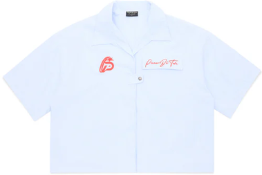 PIRASO DÉ TELA OXFORD BOXY CROP SHIRT BLUE