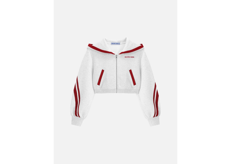 Aelfric Eden Cropped Contrast Stripe Zip Up Hoodie