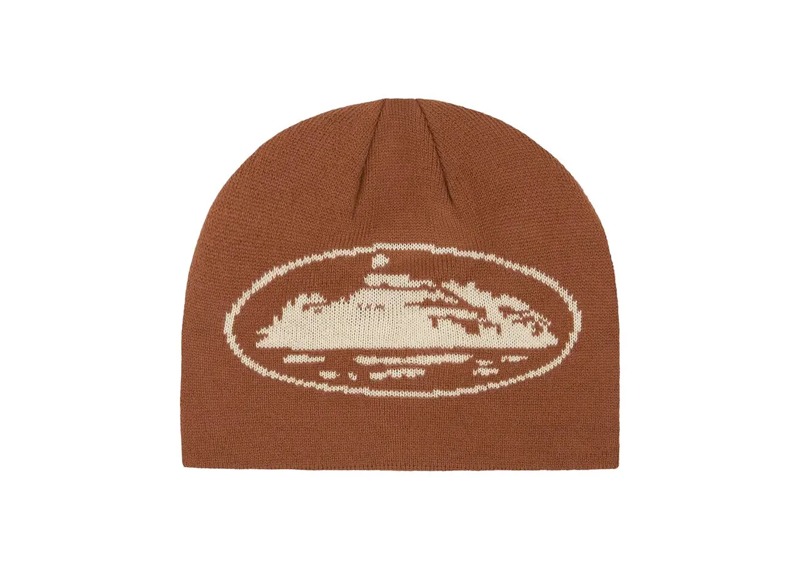 Corteiz Alcatraz Skully Beanie Brown