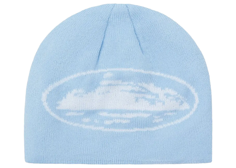 Corteiz Alcatraz Skully Beanie Baby Blue